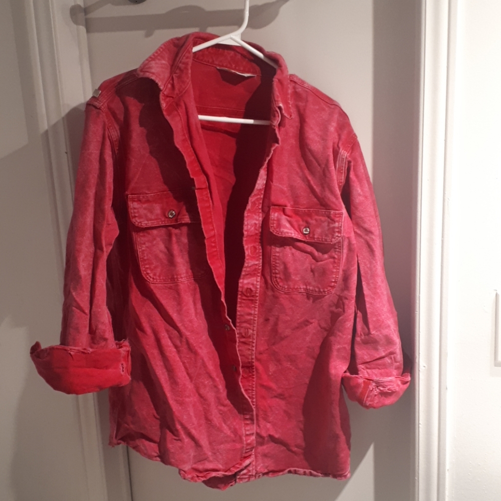 Carhartt Hot Pink Distressed Denim Jacket